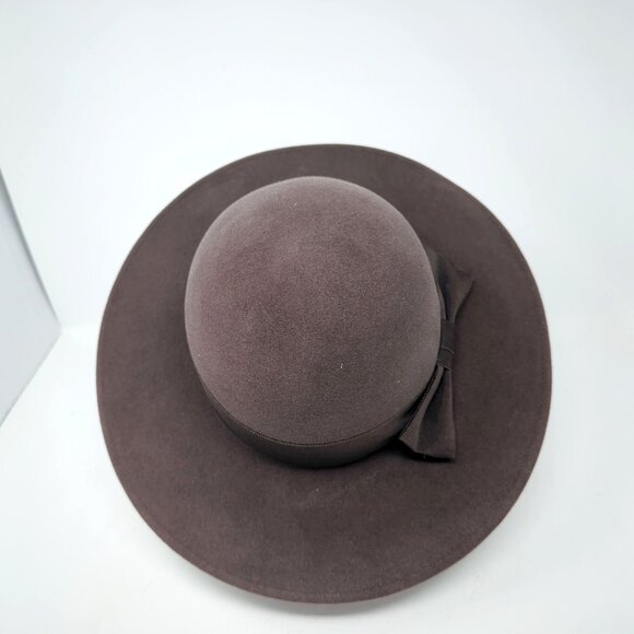 Vintage Adolfo II Hat Felt Brown Wide Brim Felt Bow - Picture 4 of 10
